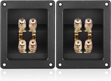 2PCS Rectangle 4-Way Speaker Terminal Box, Gold-Plated Binding Post Terminal ...