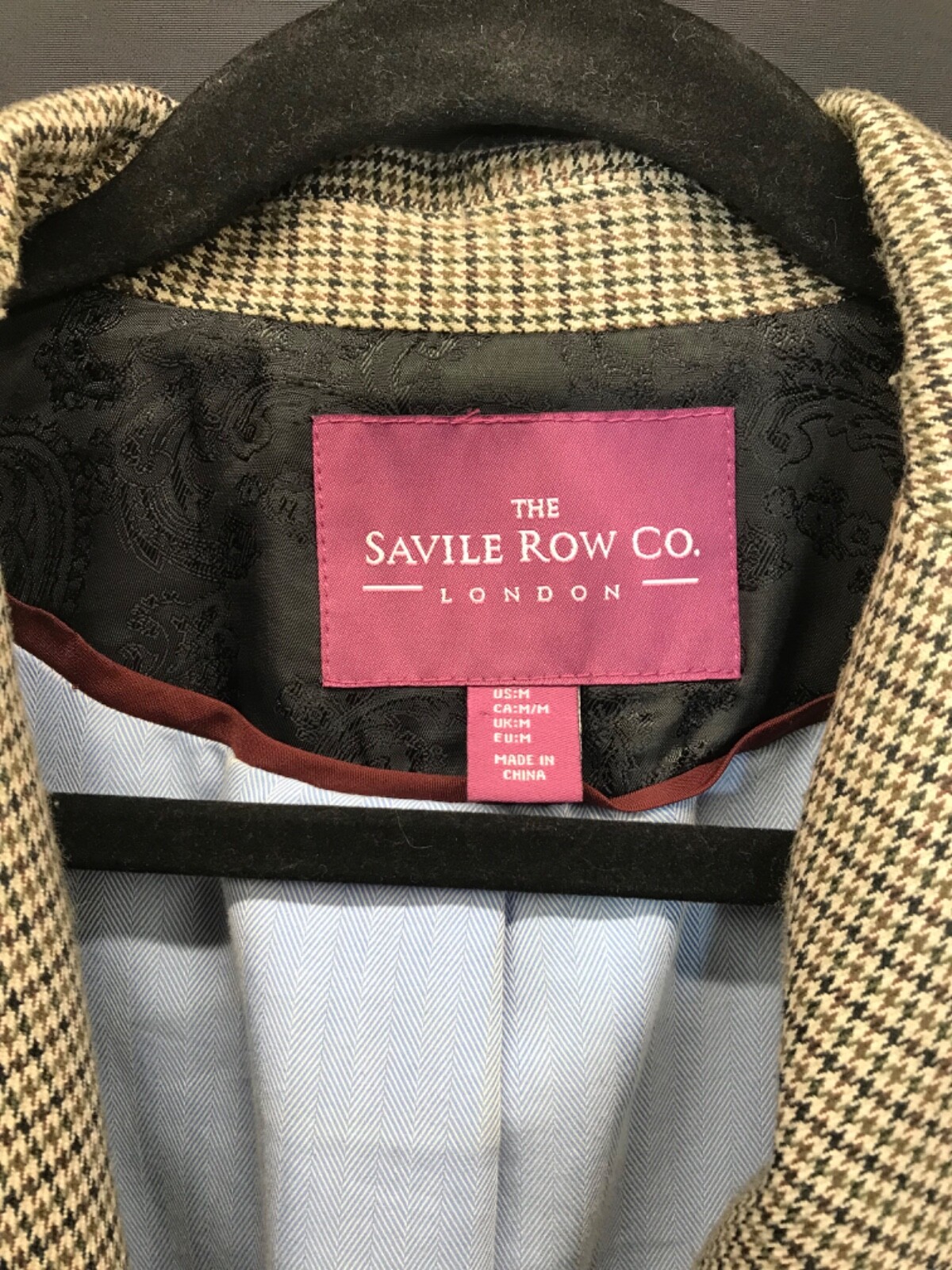 FILA Blazer Savile Row Co pied de poule donna taglia M toppe gomito giacca preppy