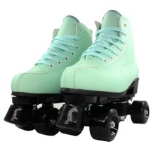 WOMENS ROLLER SKATES HIGH TOP GREEN COLOR BLACK WHEELS