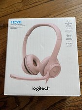 Logitech H390 Wired USB On-Ear Stereo Headphones with Mic Rose Pink PC Laptop