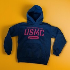 US Marine Corps Men  s Size Small Hooded Sweatshirt with Pouch by MV Sport