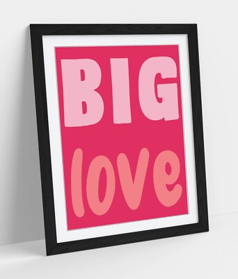 GROSSE LIEBE NIEDLICHES ZITAT - GERAHMTES WANDBILD POSTER PAPIERDRUCK