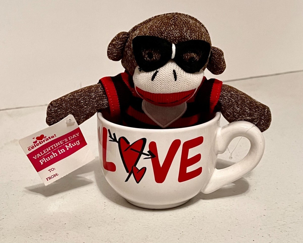 Way to Celebrate Valentine's Day Plush toy Pal in LOVE Mug, SOCK