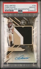 CHRIS OLAVE 2022 LIMITED HOLOGRAPHIC JUMBO PATCH AUTO RC #D 5/29 PSA 10 POP 2