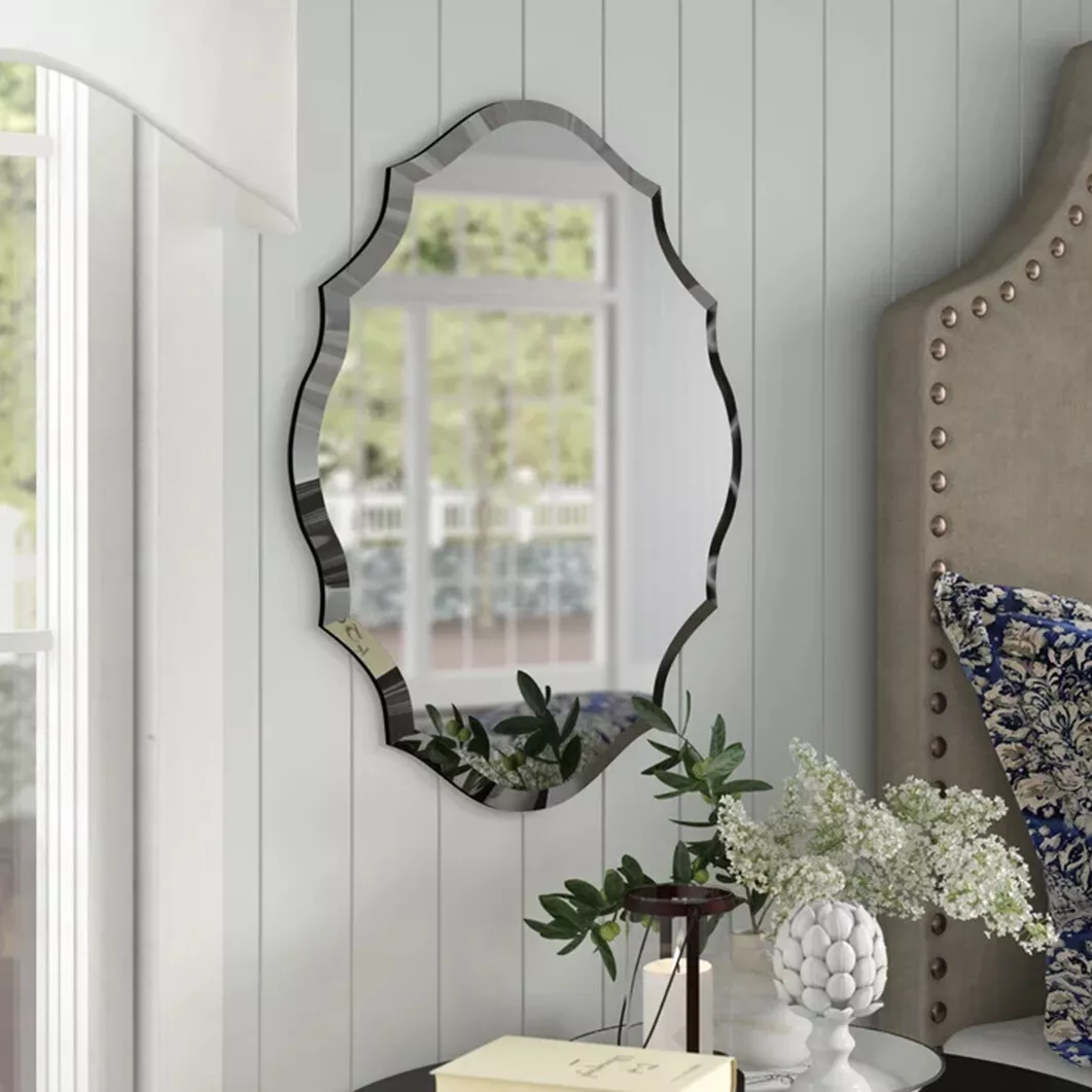 Frameless Asymmetric Decorating Mirror Irregular Shape Beveled