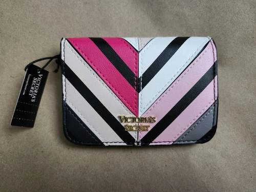 VICTORIA'S SECRET Foldover CASE ID CARD Wallet Key Chain -NWT Pink multi SO CUTE