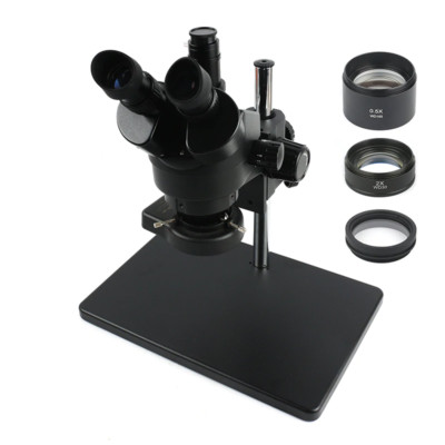 Trinocular Stereo Microscope 3.5X-90X Continuous Zoom + 0.5X/2X Auxiliary Object