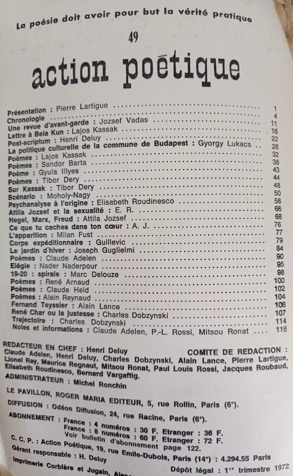Lukacs Acción Poética 49 Comuna De Budapest MA Roger Maria 1972 Comunismo 23 - Imagen 2 de 4