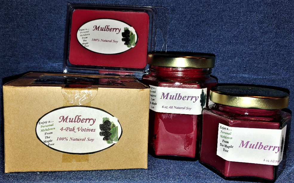 **NEW** Hand Poured Fresh Fruit Scents Soy Candles, Tarts & Votives - Mulberry