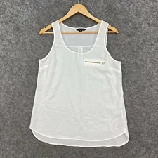 Portmans Womens Tank Top Size 10 White Sleeveless Sheer Scoop Neck 32411