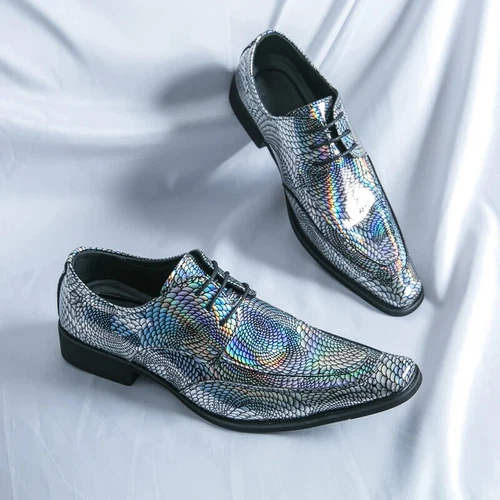 Herren Elegante Schuhe Lackleder Luxus Spitz zulaufend Slipper Flach Hochzeit Schuhe - Bild 23 von 38