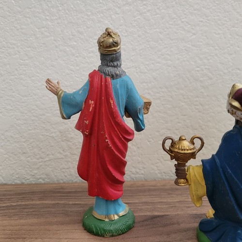 Set Natività Vintage Dipinto a Mano Depose Italy Tre Saggi Ricambio - Foto 6 di 10