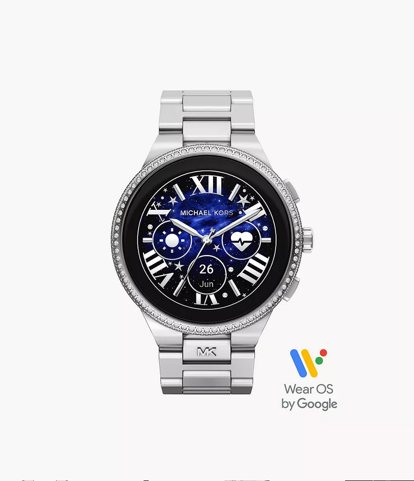 New Michael Kors Gen 6 Camille Silver Crystal MKT5143 Display 