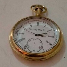 Nautical Vintage American Elgin Look Collectible Antique 2" Brass Pocket Watch