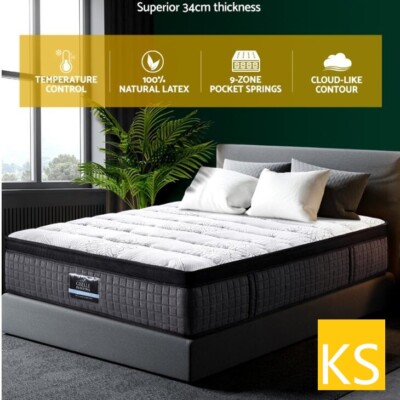 KS Bed Mattress Euro Top 9 Zone Pocket Spring Latex Foam Medium Firm ...