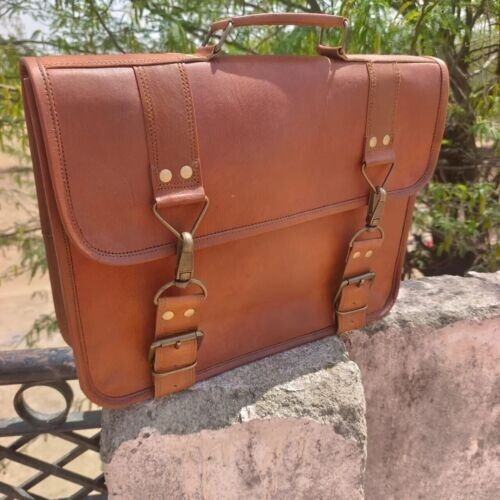 Genuine Vintage Handmade Business Bag Leather Messenger Office Laptop Briefcase