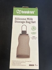 HAAKAA SILICONE MILK STORAGE BAG SET 5 PK 9 OZ BPA FREE With Bonus Free Tags 