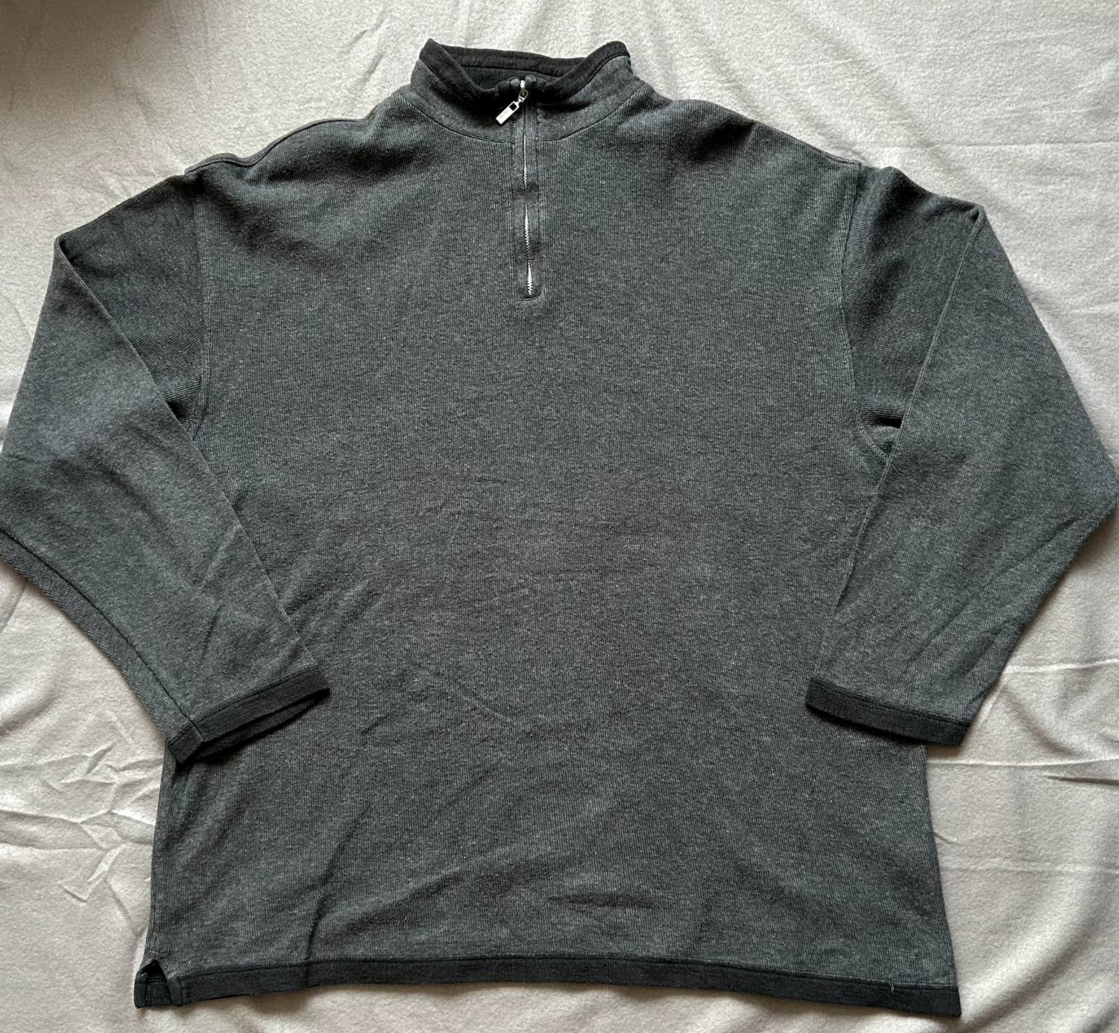 Maglione pullover Yves Saint Laurent vintage 1 4 zip uomo cotone grigio taglia XXL