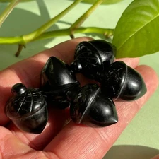5pc Natural obsidian Quartz Pine nuts hand Carved Crystal gem reiki Healing