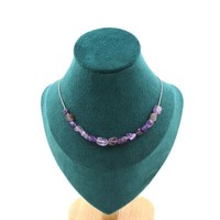 Steine Und MinéRaux. Halskette 15 Perlen Amethyst Aus Brasilien Kette Stahl Ino