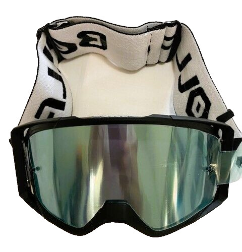 Bollfo Motocycle Googles Lack Frame Silver Lenses adjustable read