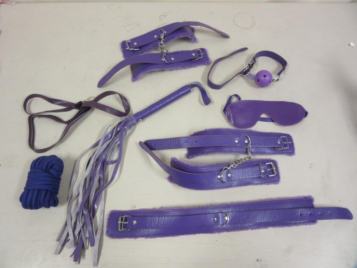 Kit BDSM Bondage – Collier Fourrure, Menottes, Entraves Chevilles, Jouet Adulte Unisexe, Violet