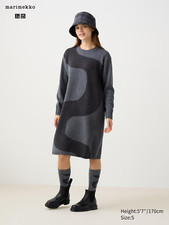 UNIQLO X marimekko Lambswool Crew Neck Dress - Grey - Size S Small NWT