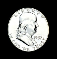 1957 BU Franklin Half Problem Free GEM Proof High Grade Better Date 90% Silver