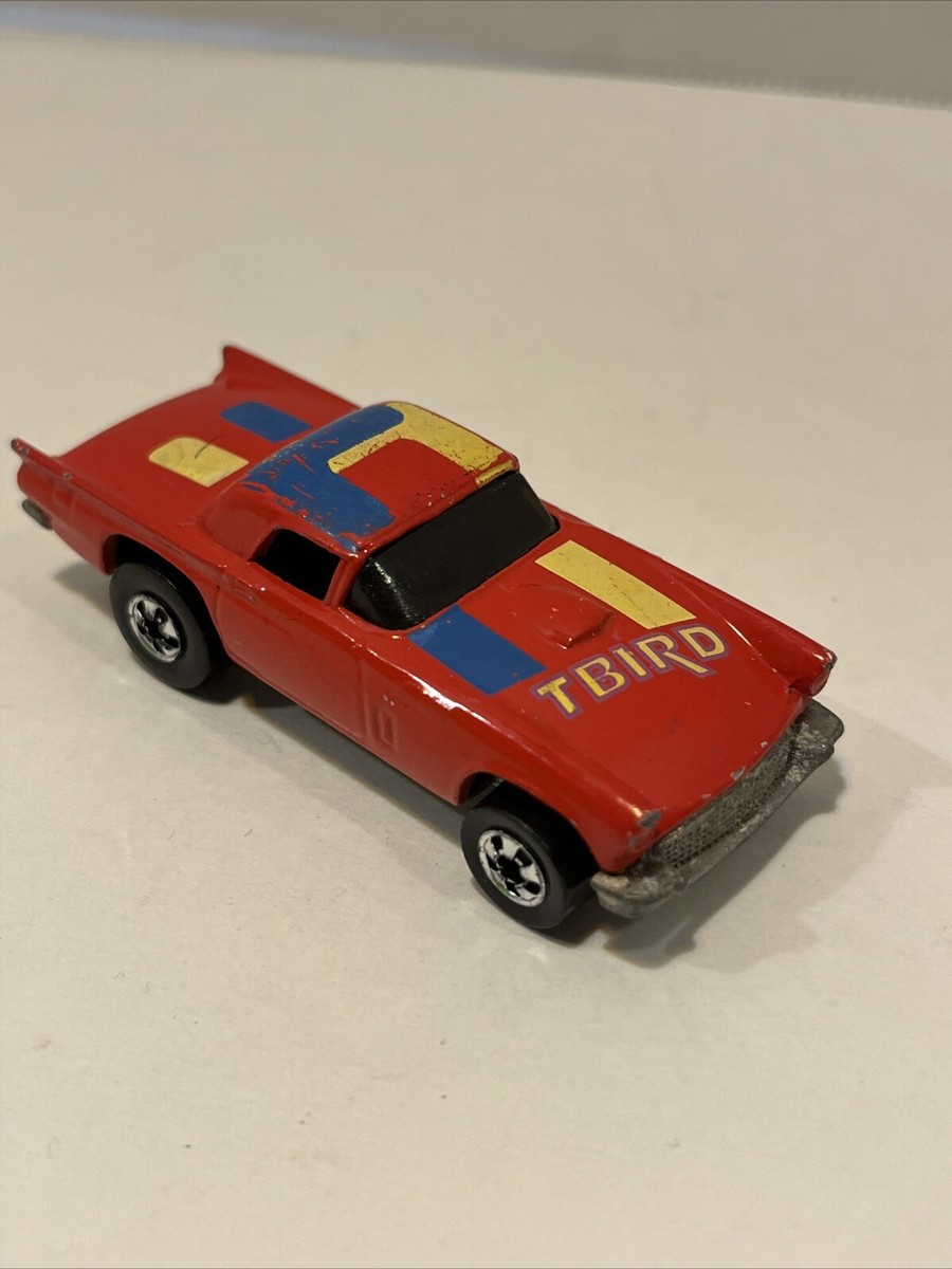 Vintage 1977 Hot Wheels Red Ford 57 T-Bird Blue & Yellow Stripes Vintage 1977 Hot Wheels Red Ford 57 T-Bird Blue & Yellow Stripes