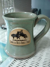 SUNSET HILL Co. "COROLLA WILD HORSE FUND" Tall Mug. Pale Green/Blue. 10% to fund