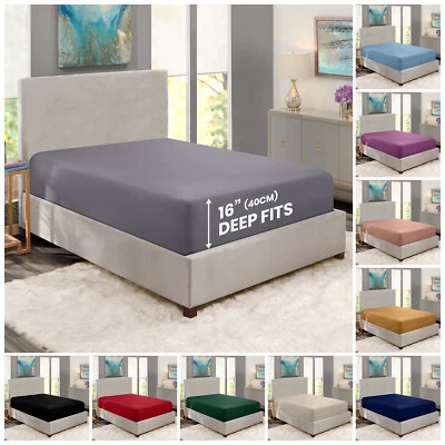 Fitted sheet Full Size 16” Deep Pocket Easy Care Breathable Elastic Bed Sheets