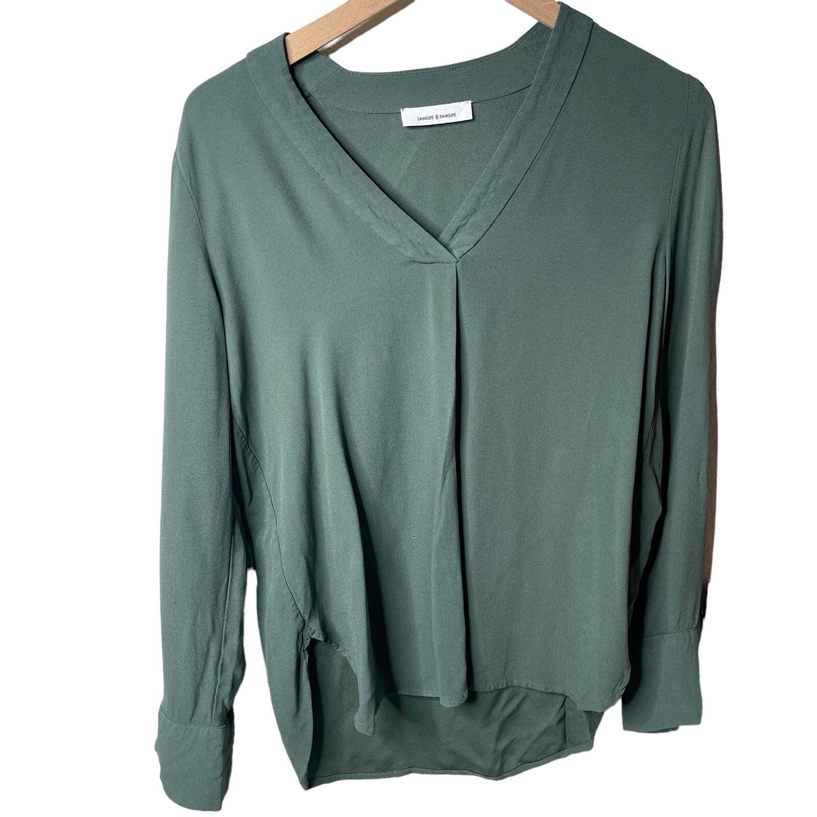 Samsoe Samsoe Hamill Duck Green Viscose Women's Popover Blouse XS