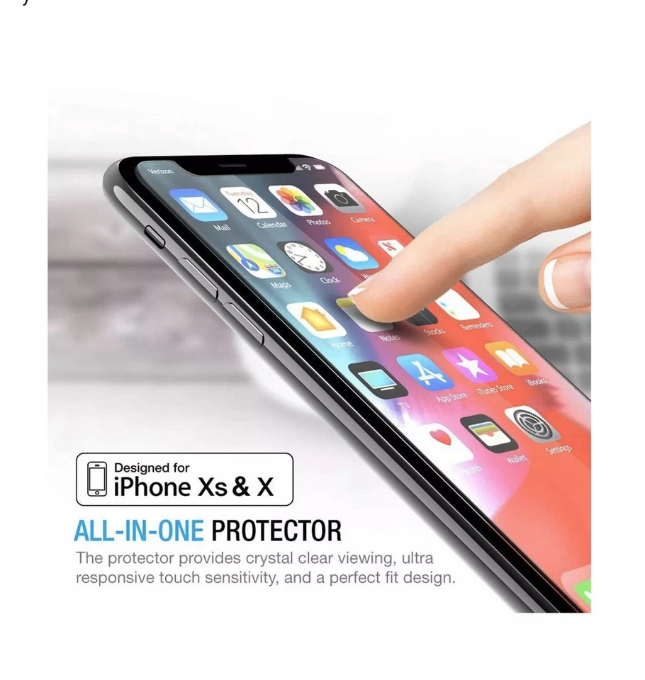 Paquete de 3 protectores de pantalla Maxboost transparentes para Apple iPhone Xs, X, vidrio templado Foto 2 de 4
