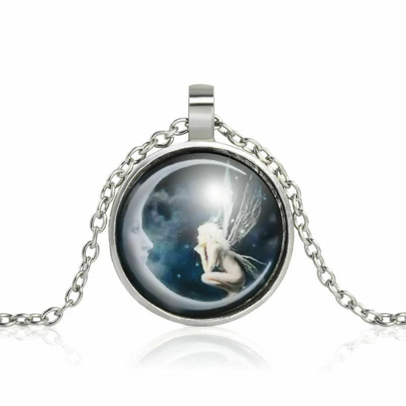 Sweater chain Fashion long Chain Pendant Necklace Moon Jewelry Photo Glass Girl - Image 3 of 4