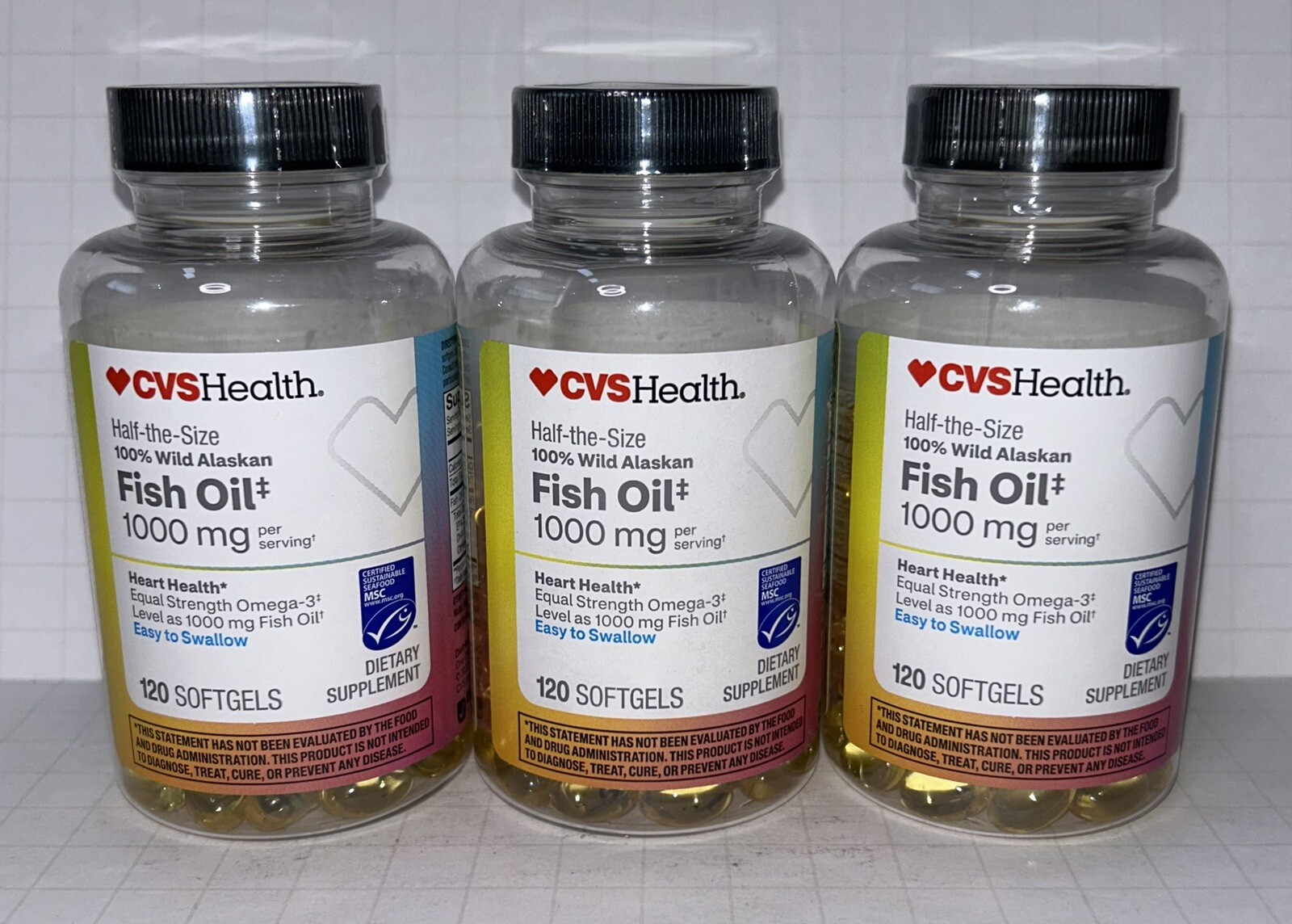 CVS Health Fish Oil 1000 Mg Softgels 120 Count Exp 2/26+ Lot Of 3 eBay