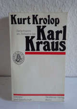 Kurt Krolop Sprachsatire als Zeitsatire bei Karl Kraus