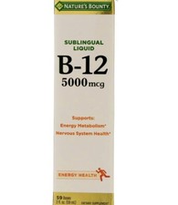Nature's Bounty B12 5000mcg Sublingual Liquid Energy Metabolism Support 2 oz