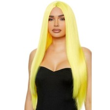 Long Yellow Wig Straight Center Part Unisex Costume Party Cosplay 991582