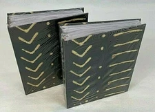 Photo Albums New in Package 6.5"X5" Geometric Design Black/Gold ~ Set of 2 