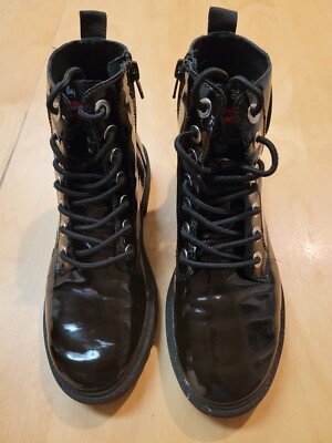 Zara Disney Mickey Mouse Black Combat Boots Girls 37 U.S. Size 6.5