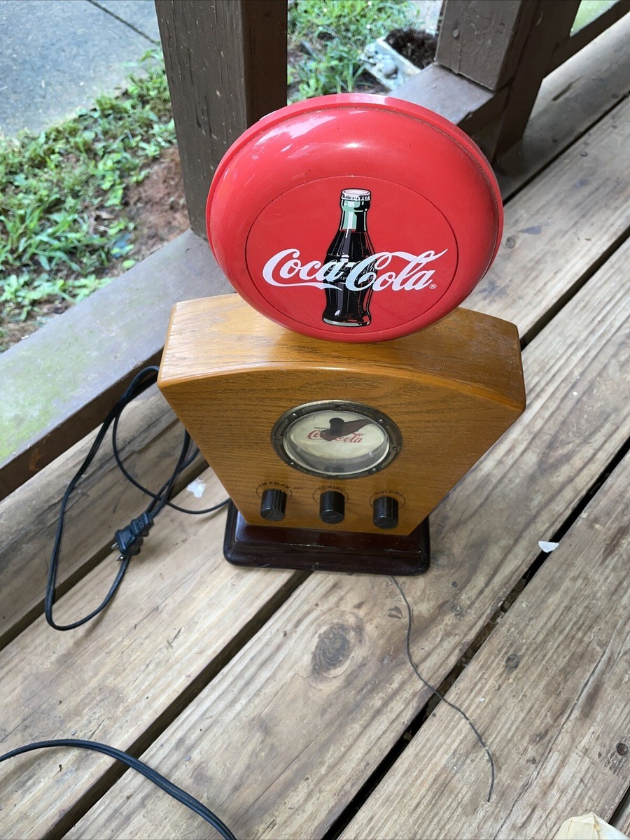 Coca-Cola ヴィンテージ ラジオ Vintage Coca-Cola Plastic AM/FM Radio Wood Base with Light Up Red