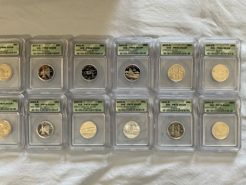 Year 2001 United States mint state quarters lot of 20 graded by ICG - Image 3 of 3