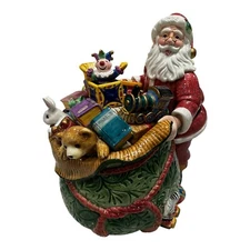 Fritz And Floyd Old Fashioned Christmas Santa w Gifts Cookie Jar Limited