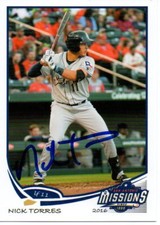 Nick Torres 2016 San Antonio Missions Signed Card
