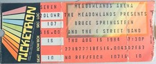 BRUCE SPRINSTEEN MEADOWLANDS ARENA AUG 15 1984 CONCERT TICKET STUB