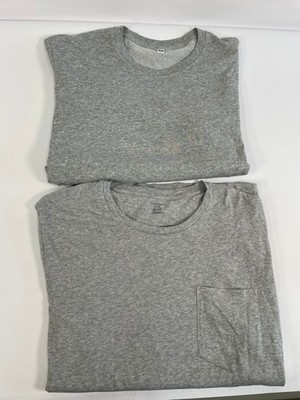 Lot of 2 Men's Gray T-Shirt Size L: 1 pcs Uniqlo, 1 pcs Club Monaco
