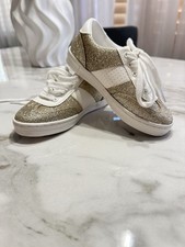 Janie and Jack Gold White Glitter Lace-Up Sneakers Unisex Kids Toddler Size 10