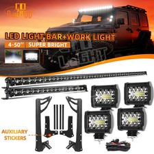 For Jeep Wrangler Jk 52 1800w Led Light Bar204pc 4 Pods Mount Bracket Kit