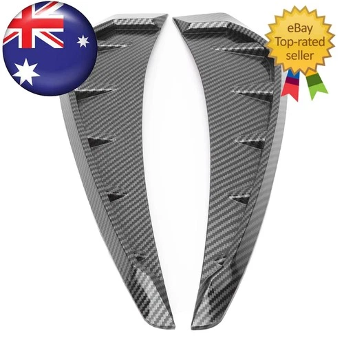Car Fender Vent Air Wing Cover Trim 2Pcs Black Carbon PU Rubber Universal
