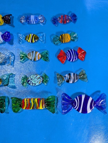Lote De Colección De 20 Caramelos De Vidrio Artístico Estilo Murano Hechos A Mano - Como Nuevo - Imagen 3 de 6